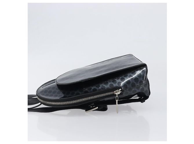 Céline CELINE Macadam Canvas Rucksack Vinyl Black Silver Auth 197837 Schwarz Silber - Ansicht 4