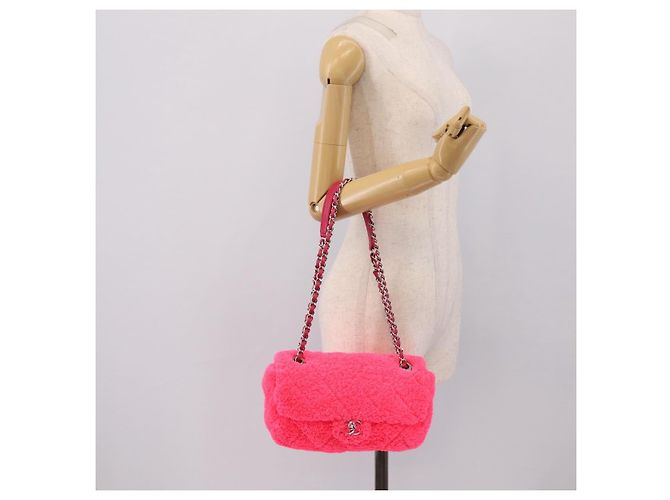 CHANEL Schultertasche mit Kette Pile Pink Silver CC Auth 203132SAM Silber - Ansicht 25