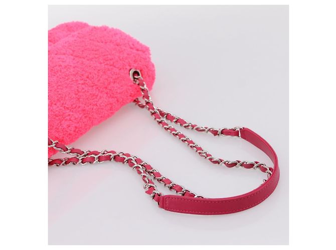 CHANEL Schultertasche mit Kette Pile Pink Silver CC Auth 203132SAM Silber - Ansicht 7