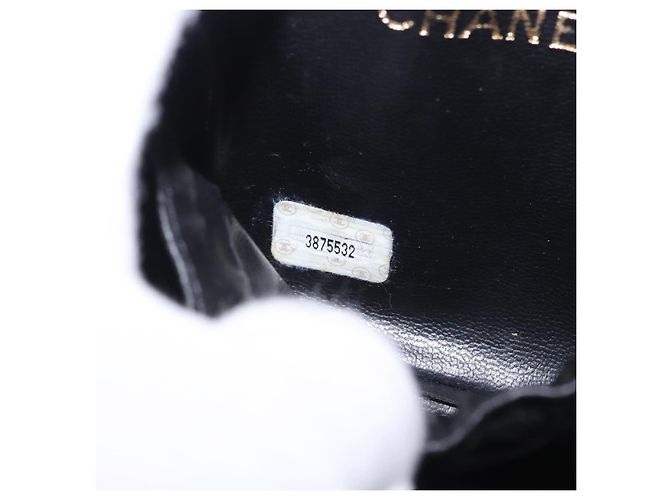 CHANEL Vanity Handtasche Kaviarleder Schwarz Gold CC Auth 203153V Golden - Ansicht 11