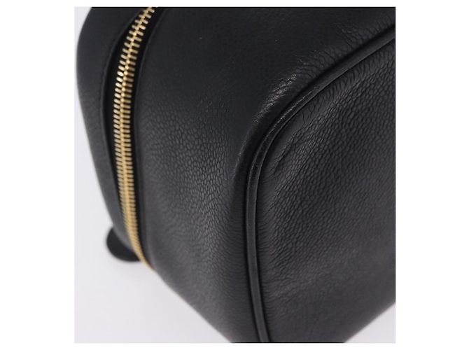 CHANEL Vanity Handtasche Kaviarleder Schwarz Gold CC Auth 203153V Golden - Ansicht 14