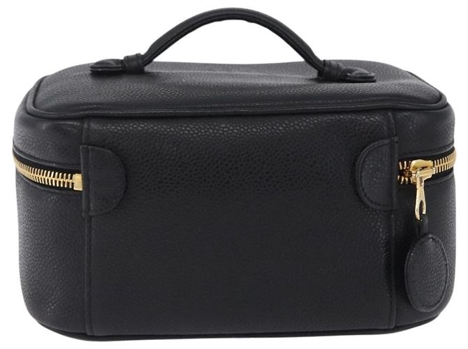CHANEL Vanity Handtasche Kaviarleder Schwarz Gold CC Auth 203153V Golden - Ansicht 2