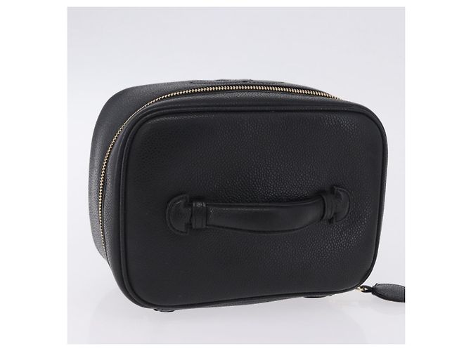 CHANEL Vanity Handtasche Kaviarleder Schwarz Gold CC Auth 203153V Golden - Ansicht 6