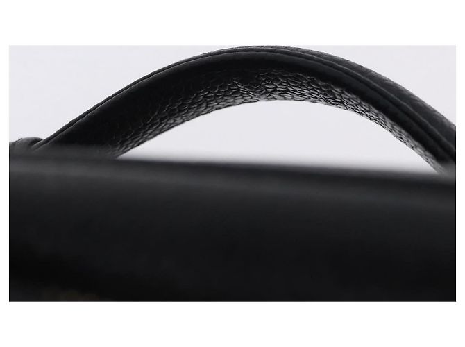 CHANEL Vanity Handtasche Kaviarleder Schwarz Gold CC Auth 203153V Golden - Ansicht 8