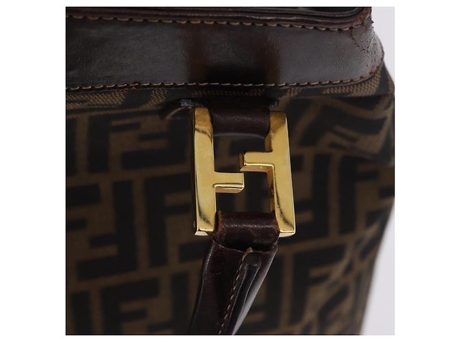Borsa a mano FENDI Zucca Canvas Marrone Tono Oro Auth ka6152 - vista 16
