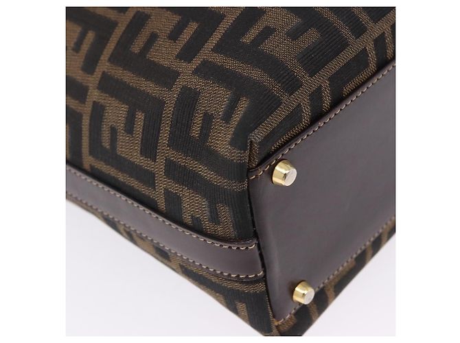 Borsa a mano FENDI Zucca Canvas Marrone Tono Oro Auth ka6152 - vista 20