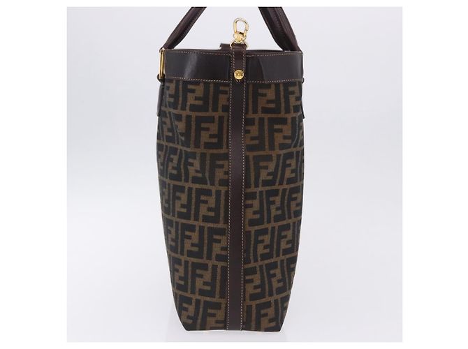 Borsa a mano FENDI Zucca Canvas Marrone Tono Oro Auth ka6152 - vista 4