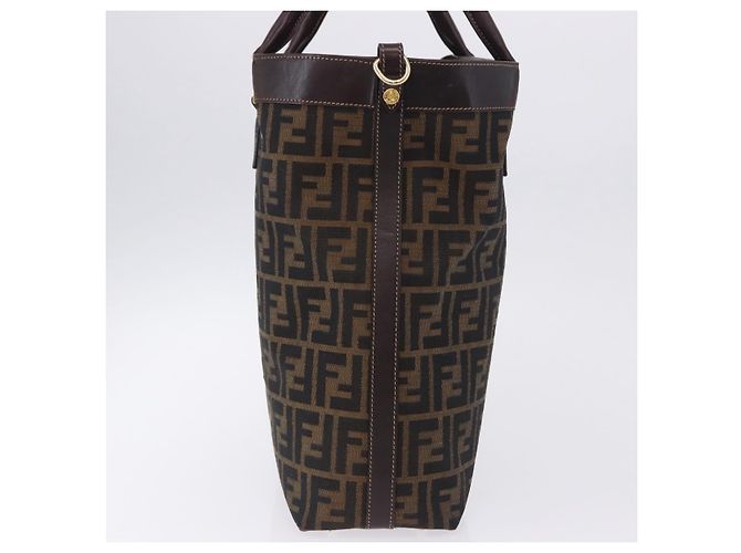 Borsa a mano FENDI Zucca Canvas Marrone Tono Oro Auth ka6152 - vista 5