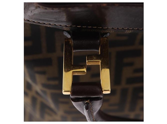 Borsa a mano FENDI Zucca Canvas Marrone Tono Oro Auth ka6152 - vista 9
