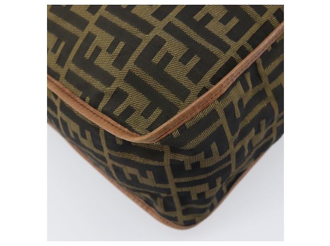 Borsa a tracolla FENDI Zucca Canvas Marrone Nero Auth 197699 - vista 16
