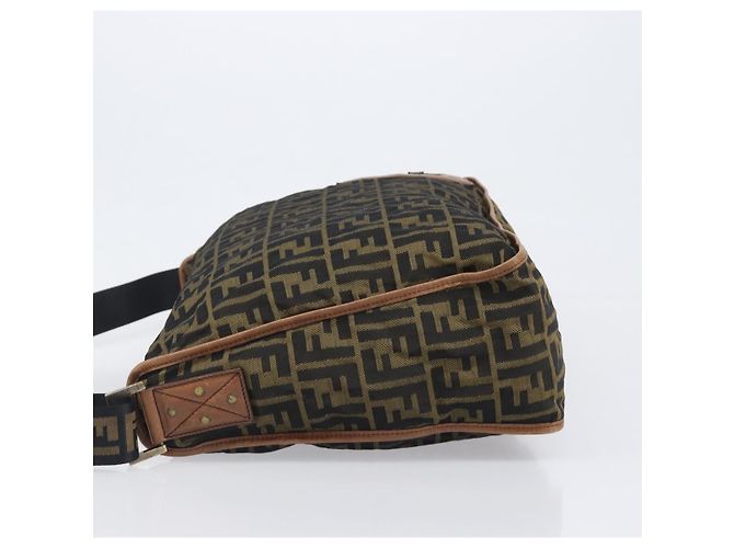 Borsa a tracolla FENDI Zucca Canvas Marrone Nero Auth 197699 - vista 4