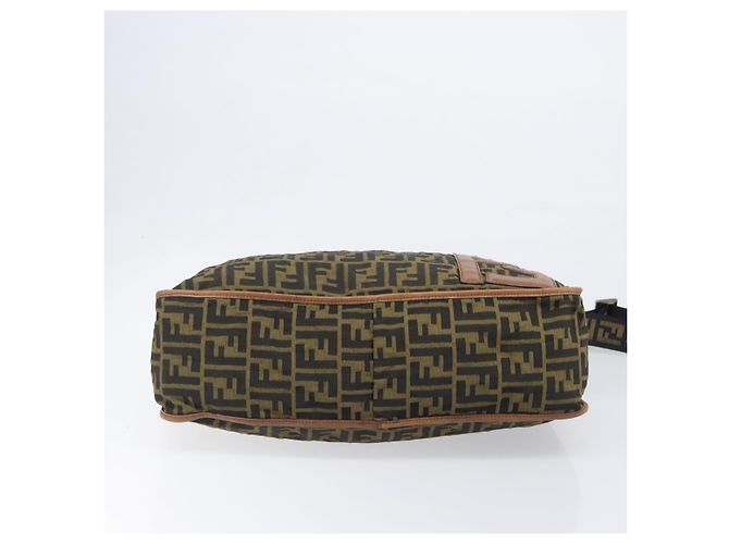 Borsa a tracolla FENDI Zucca Canvas Marrone Nero Auth 197699 - vista 5