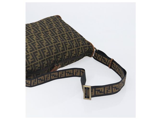 Borsa a tracolla FENDI Zucca Canvas Marrone Nero Auth 197699 - vista 7