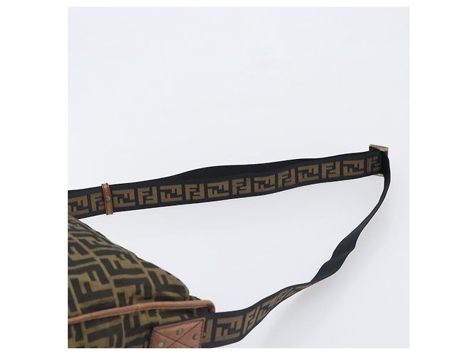 Borsa a tracolla FENDI Zucca Canvas Marrone Nero Auth 197699 - vista 8