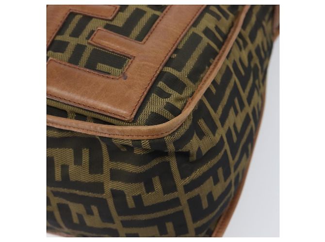 Borsa a tracolla FENDI Zucca Canvas Marrone Nero Auth 197699 - vista 9