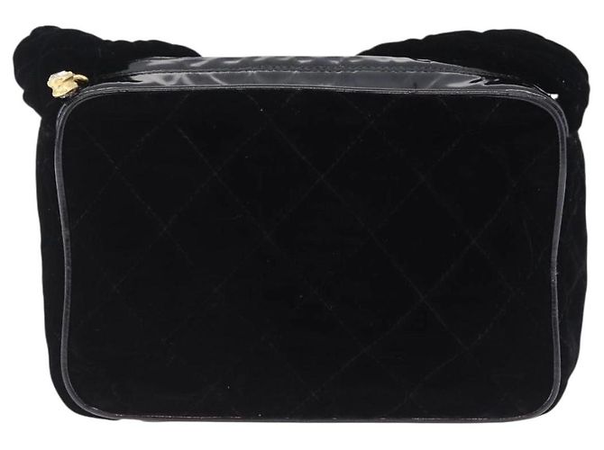 Borsa a tracolla CHANEL Matelasse Velluto Nero Oro CC Auth bs36831A D'oro - vista 13