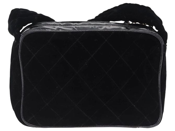 Borsa a tracolla CHANEL Matelasse Velluto Nero Oro CC Auth bs36831A D'oro - vista 2