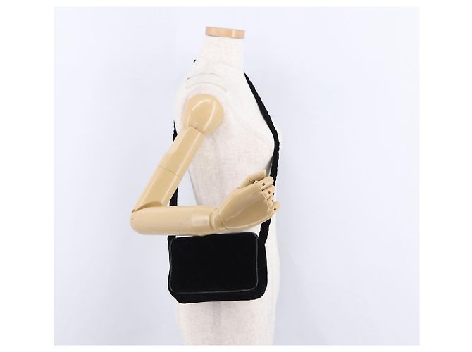 Borsa a tracolla CHANEL Matelasse Velluto Nero Oro CC Auth bs36831A D'oro - vista 22