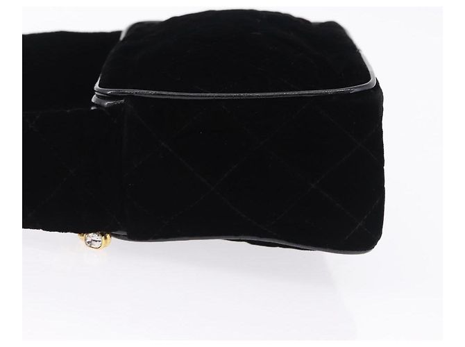 Borsa a tracolla CHANEL Matelasse Velluto Nero Oro CC Auth bs36831A D'oro - vista 4