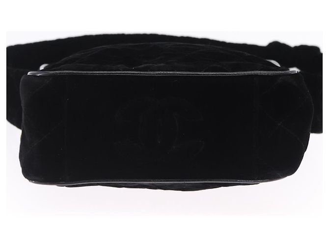 Borsa a tracolla CHANEL Matelasse Velluto Nero Oro CC Auth bs36831A D'oro - vista 5