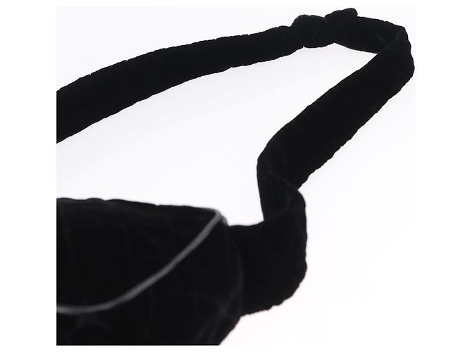 Borsa a tracolla CHANEL Matelasse Velluto Nero Oro CC Auth bs36831A D'oro - vista 8