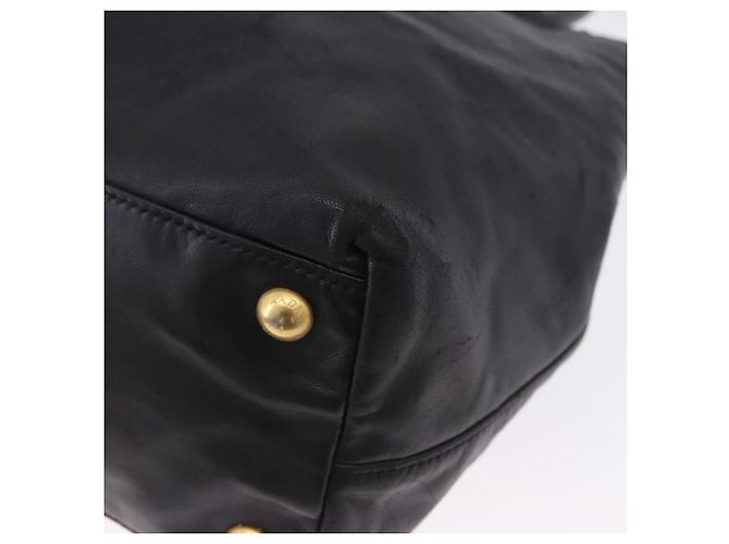 Borsa a mano PRADA Ribbon in pelle nera e oro Auth 202973V Nero D'oro - vista 19