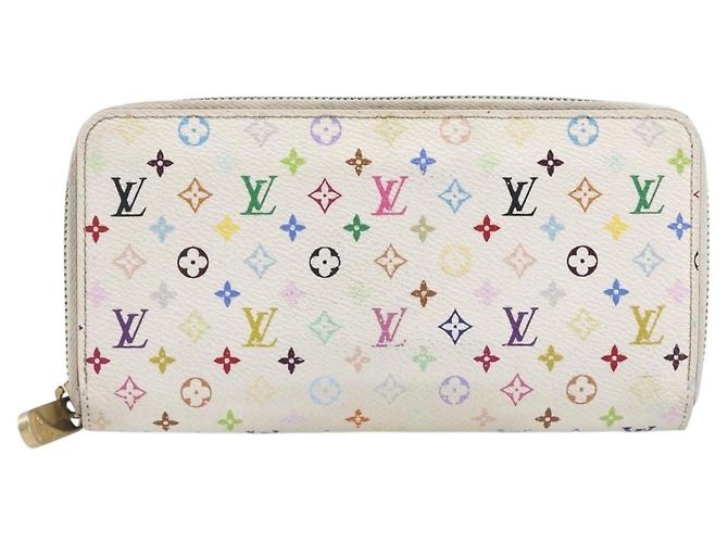 LOUIS VUITTON Monogram Multicolor Zippy Long Wallet White M60241 LV Auth BA15741 Bianco - vista 13
