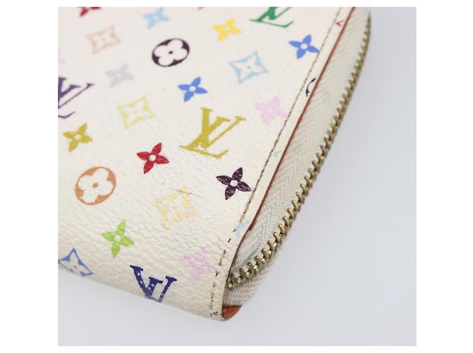 LOUIS VUITTON Monogram Multicolor Zippy Long Wallet White M60241 LV Auth BA15741 Bianco - vista 14
