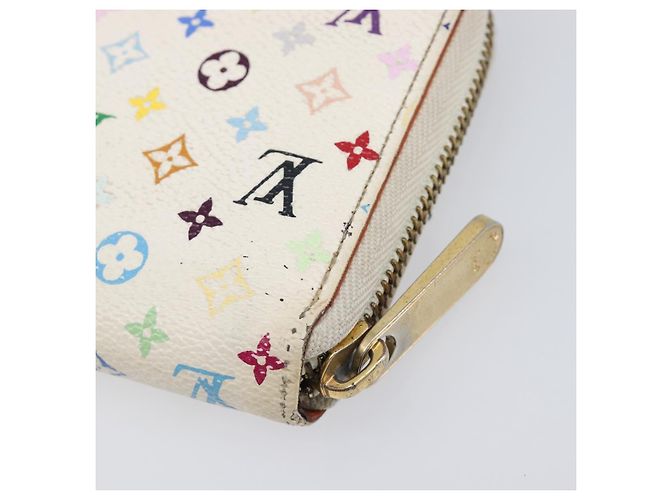 LOUIS VUITTON Monogram Multicolor Zippy Long Wallet White M60241 LV Auth BA15741 Bianco - vista 16