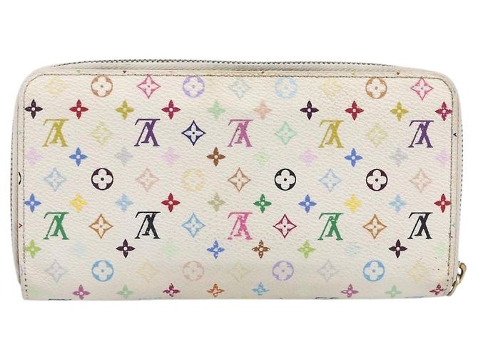 LOUIS VUITTON Monogram Multicolor Zippy Long Wallet White M60241 LV Auth BA15741 Bianco - vista 2