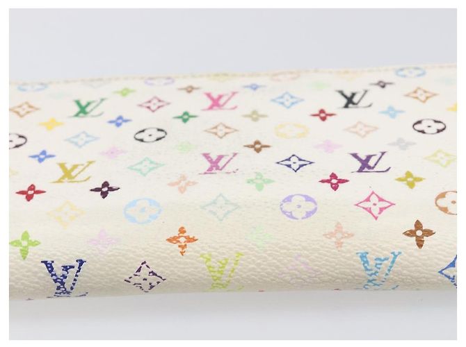 LOUIS VUITTON Monogram Multicolor Zippy Long Wallet White M60241 LV Auth BA15741 Bianco - vista 7