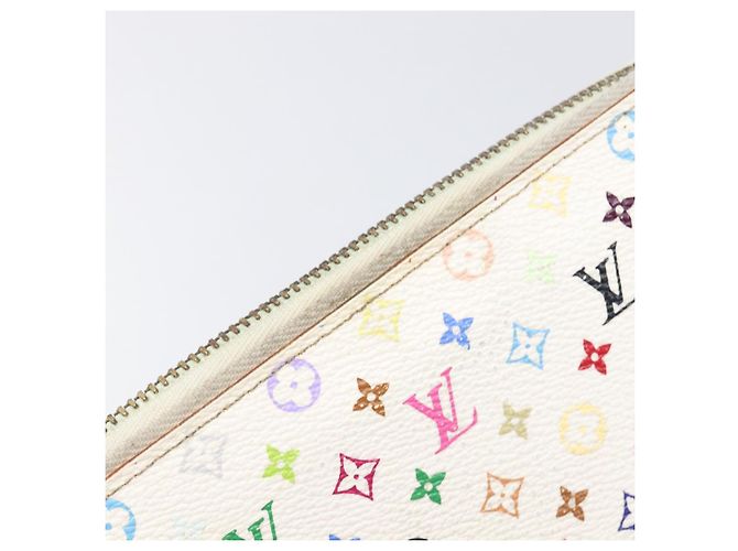 LOUIS VUITTON Monogram Multicolor Zippy Long Wallet White M60241 LV Auth BA15741 Bianco - vista 8