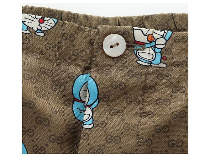 GUCCI x Doraemon Short Pants Silk "44" Brown Blue Auth 167559SAM Marrone - vista 11