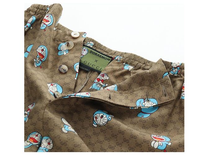 GUCCI x Doraemon Short Pants Silk "44" Brown Blue Auth 167559SAM Marrone - vista 12