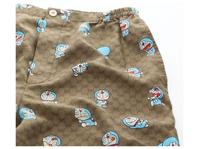 GUCCI x Doraemon Short Pants Silk "44" Brown Blue Auth 167559SAM Marrone - vista 4