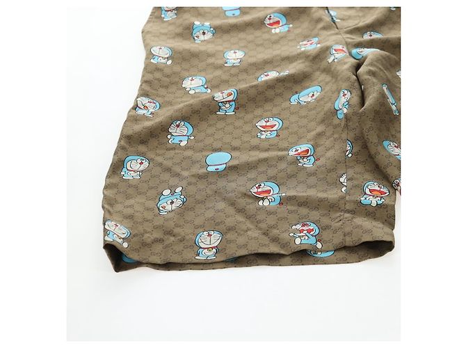GUCCI x Doraemon Short Pants Silk "44" Brown Blue Auth 167559SAM Marrone - vista 5