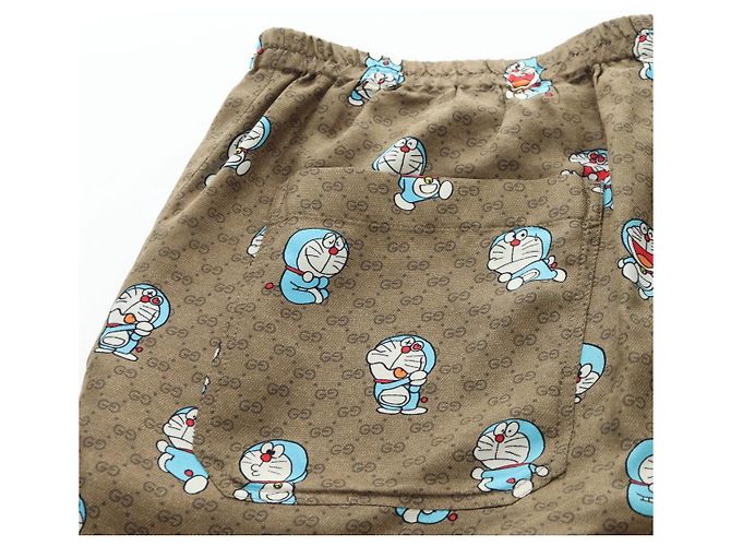 GUCCI x Doraemon Short Pants Silk "44" Brown Blue Auth 167559SAM Marrone - vista 7