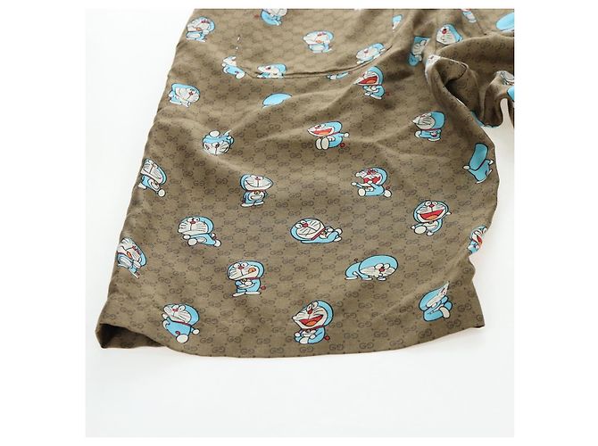 GUCCI x Doraemon Short Pants Silk "44" Brown Blue Auth 167559SAM Marrone - vista 8