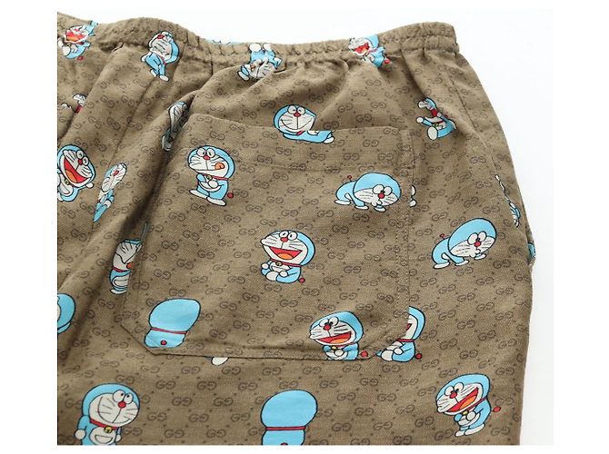 GUCCI x Doraemon Short Pants Silk "44" Brown Blue Auth 167559SAM Marrone - vista 9