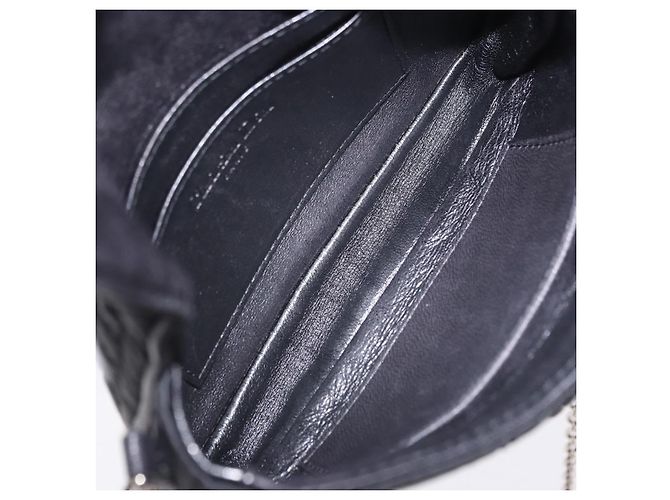Borsa a tracolla con catena Christian Dior Nylon Nero Argento Auth 203219 - vista 10