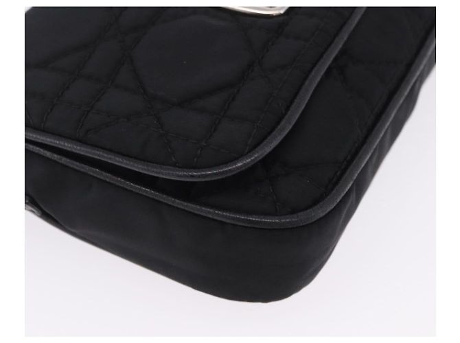 Borsa a tracolla con catena Christian Dior Nylon Nero Argento Auth 203219 - vista 14