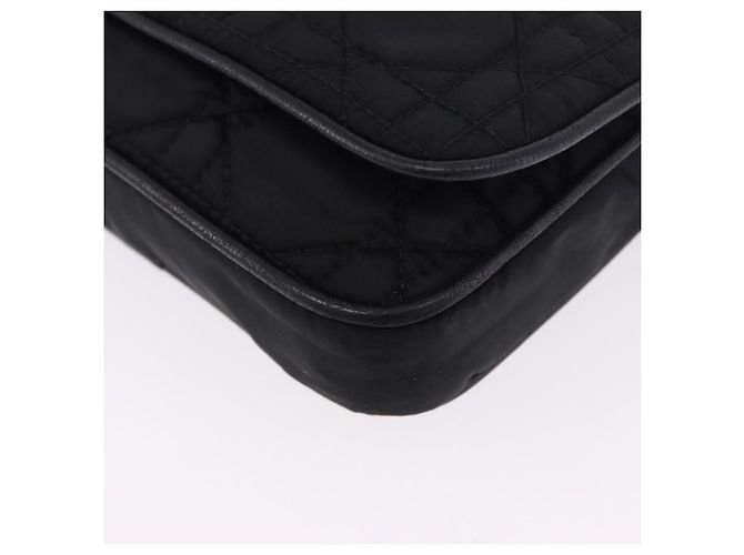 Borsa a tracolla con catena Christian Dior Nylon Nero Argento Auth 203219 - vista 15