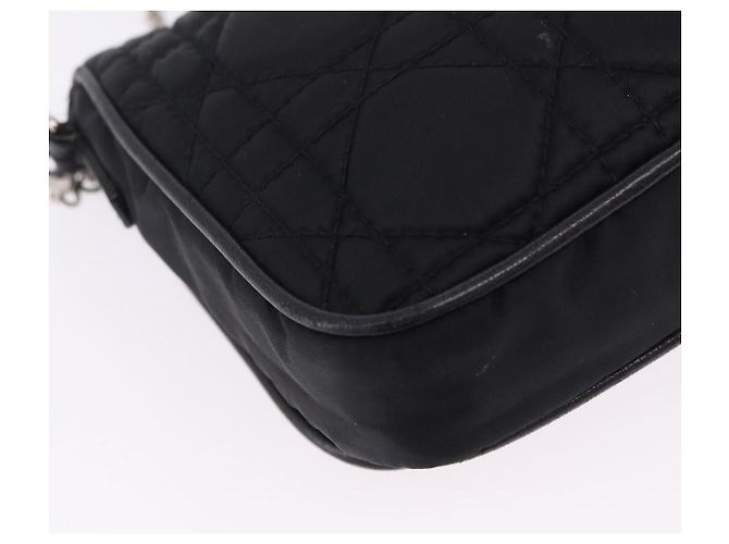 Borsa a tracolla con catena Christian Dior Nylon Nero Argento Auth 203219 - vista 16