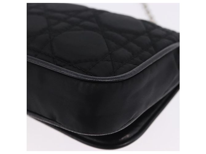 Borsa a tracolla con catena Christian Dior Nylon Nero Argento Auth 203219 - vista 17