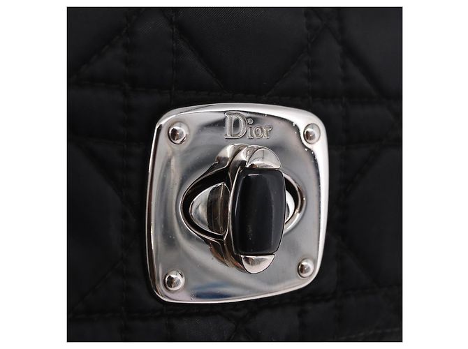 Borsa a tracolla con catena Christian Dior Nylon Nero Argento Auth 203219 - vista 18