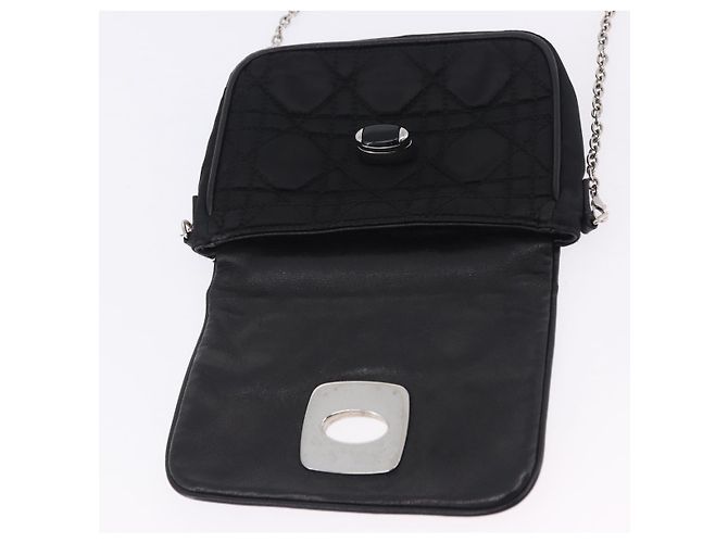 Borsa a tracolla con catena Christian Dior Nylon Nero Argento Auth 203219 - vista 19