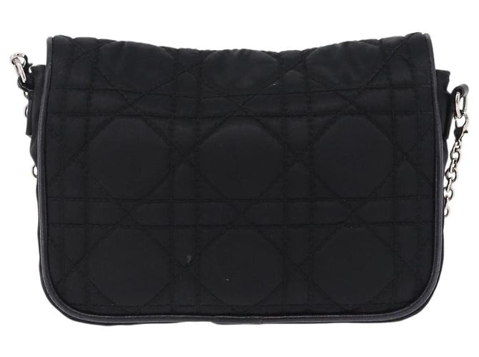 Borsa a tracolla con catena Christian Dior Nylon Nero Argento Auth 203219 - vista 2