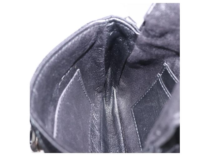 Borsa a tracolla con catena Christian Dior Nylon Nero Argento Auth 203219 - vista 22