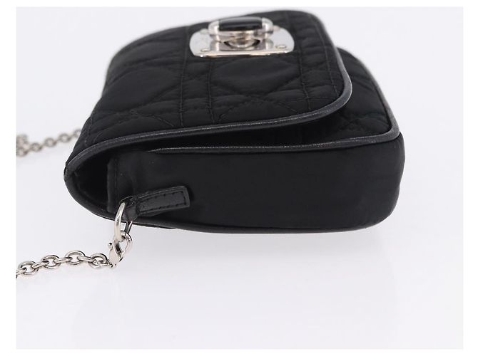 Borsa a tracolla con catena Christian Dior Nylon Nero Argento Auth 203219 - vista 4