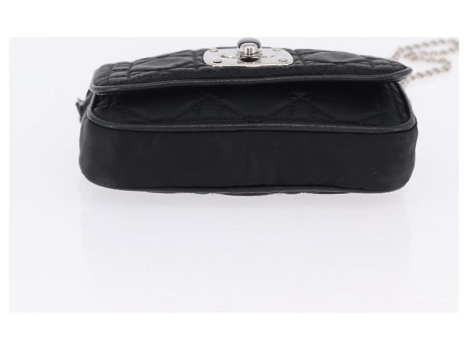 Borsa a tracolla con catena Christian Dior Nylon Nero Argento Auth 203219 - vista 5